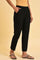 Black Straight Pants With Scalloped Hemline
