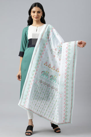 Ecru Festive Chanderi Dupatta