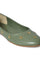 W Embroidered Green Round Toe Flat