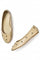 W Embroidered Beige Round Toe Flat