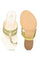 W Embroidered Green Almond Toe Block Heel