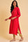 Red Embroidered Festive Kurta And Pants Set