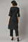 Black A-Line Box Pleated kurta With Straight Pants