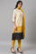 Ecru Printed Shirt kurta With Yellow Straight Pants