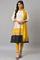 Ecru Printed Shirt kurta With Yellow Straight Pants