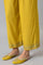 Dark Yellow Embroidered A-Line kurta With Printed Parallel Pants