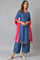 Blue Embroidered kurta With Parallel Pants And Pink Dupatta