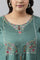 Plus Size Dark Green Embroidered kurta With Parallel Pants And Pink Printed Dupatta