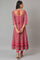 Dark Pink Printed Kalidar kurta With Tights