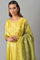 Lemon Yellow And Olive Green Printed kurta With Tights And Dupatta