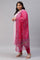 Plus Size Light Purple Embroidered kurta With Pink Tights And Printed Dupatta