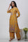 Yellow Glitter Printed Kurta And Pants Set