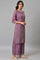 Purple Silver Mukaish Festive kurta With Parallel Pants