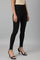 Black Solid Viscose Lycra Ankle Length Leggings
