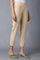 Beige Solid Trousers