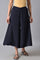 Navy Blue Solid Flared Rayon Culottes with Drawstring Detail