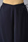Navy Blue Solid Flared Rayon Culottes with Drawstring Detail