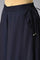Navy Blue Solid Flared Rayon Culottes with Drawstring Detail