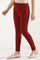 Maroon Solid Skinny Fit Cotton Tights With Elasticated Waist
