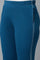 Blue Solid Straight Fit Cotton Pants With Elasticated Waistband