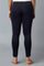 Navy Blue Solid Skinny Fit Cotton Tights With Elasticated Waist