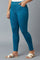 Ocean Blue Solid Skinny Fit Cotton Jeggings with Elasticated Waistband