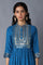 Blue Zari Embroidered Festive Dress