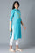 Blue Cotton Printed kurta