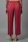 Red Solid Slim Pants in Straight Silhouette