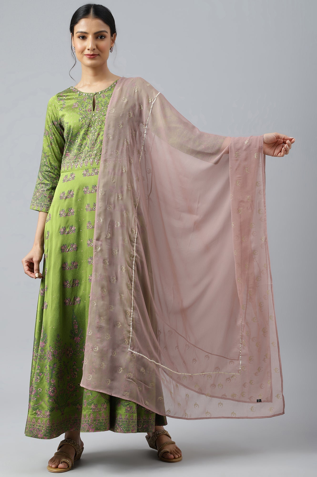 Light Pink Festive Paisley Print Dupatta