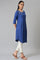 Blue Button Down kurta With Embroidery