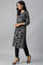 Midnight Black Printed kurta