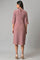 Dark Pink A-Line Cotton Dress With Pintucks