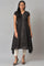 Dark Brown Handkerchief Hemline kurta With Thread Embroidery