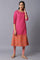 Dark Pink Boat Neck kurta With Thread Embroidery