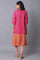 Dark Pink Boat Neck kurta With Thread Embroidery