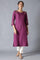 Dark Purple Solid kurta With Embroidery