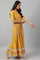 Mustard Floral Printed Kalidar Dress