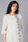 White Printed A-Line kurta