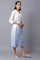 White And Blue Lapel Collar Shirt Dress With Belt