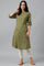 Green Half Placket Shirt kurta