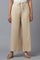 Beige Straight Silhouette Flared Pants