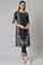 Black Floral Printed kurta With Parallel Pants