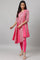 Dark Pink Asymmetrical Hemline kurta With Tights