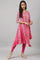 Dark Pink Asymmetrical Hemline kurta With Tights