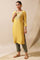 Mustard Embroidered Kurta In Silk Viscose Tussar