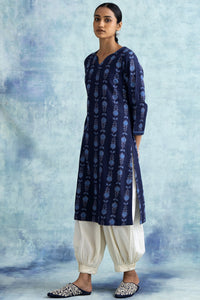 Dark Blue Handblock Print kurta