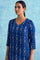 Indigo Dabu Print V-Neck kurta