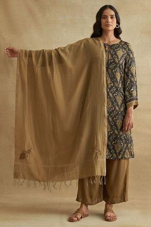 Olive Cotton Silk Drape