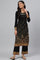 Black Gold Printed Festive Winter kurta and Pants Set